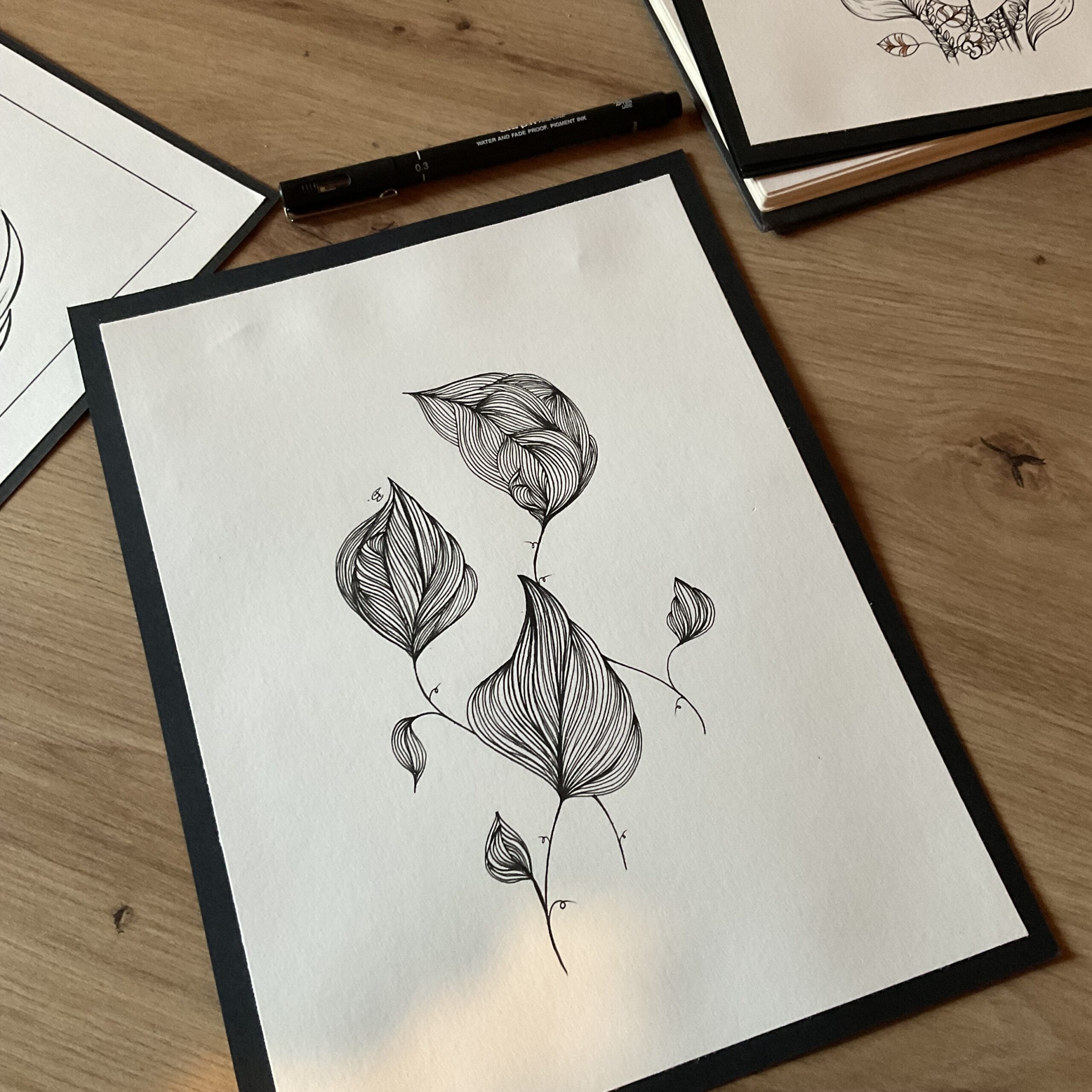 Feuillage dessin feutre Bérénice Artiste Créatrice française peintre 71 Saône-et-Loire